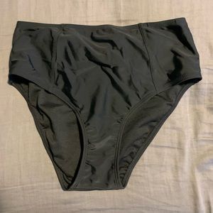 High waisted black swim bottoms